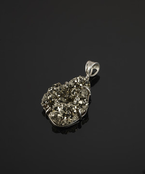 Pendant with marcasite pyrite in silver