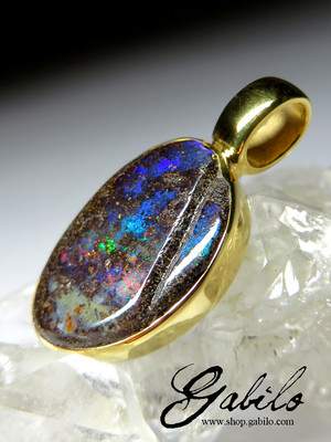 Bright Boulder Opal Silver Necklace