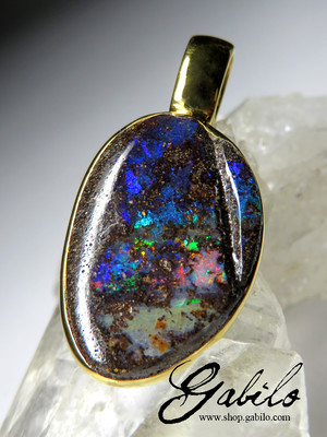 Bright Boulder Opal Silver Necklace