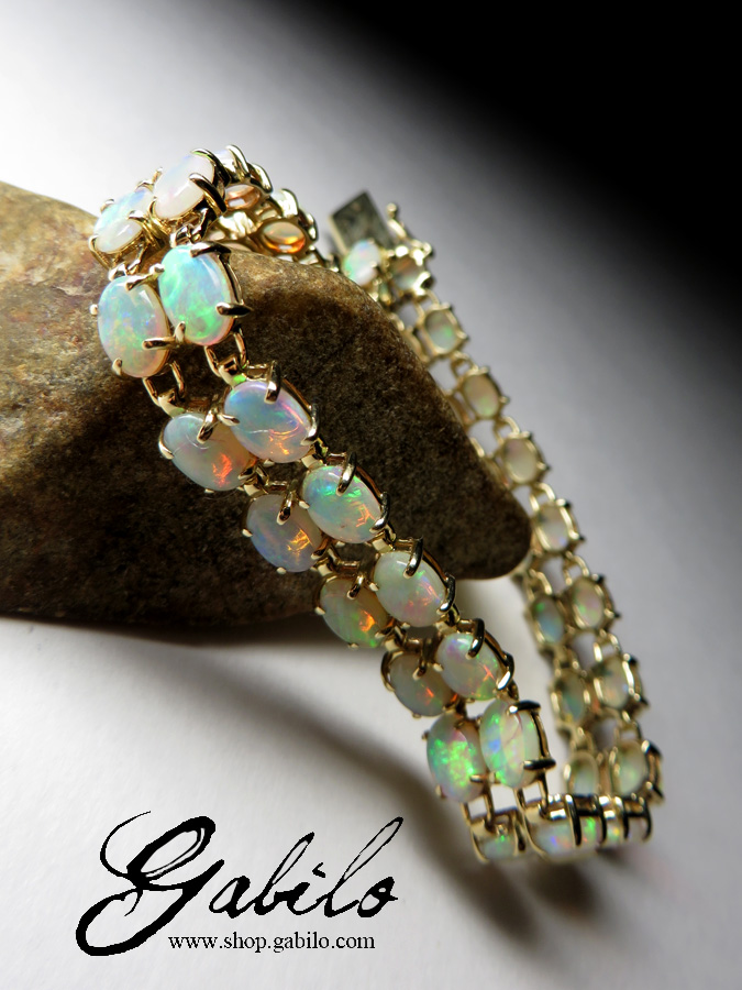 Multi colour Australian Opal Bracelet in Sterling India  Ubuy