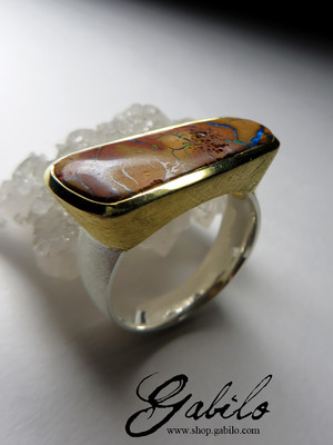 Big Koroit Opal Silver Ring