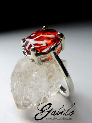 Ring with fire opal Mexican