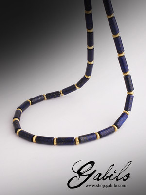 Beads made of lapis lazuli with gold