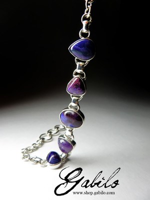 Silver bracelet with sugilite