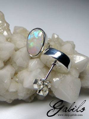 Opal Silver Stud Earrings