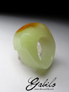 Polychrome jade ring white and tobacco color