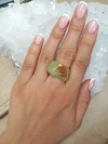 Polychrome jade ring white and tobacco color