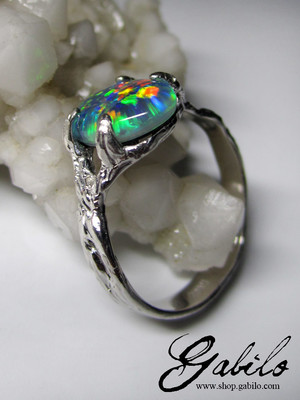Triplet opal silver ring