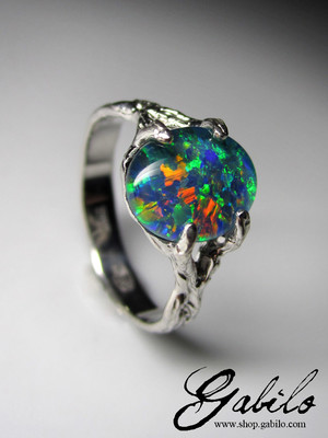 Triplet opal silver ring