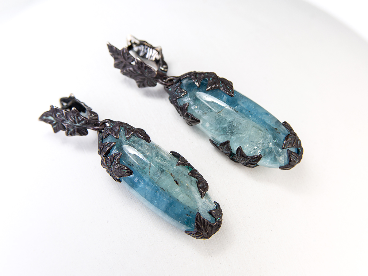 aquamarine ivy earrings