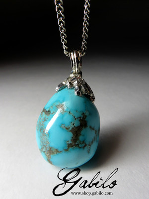Pendant with turquoise in silver Mongolia