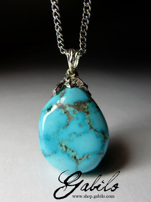 Pendant with turquoise in silver Mongolia