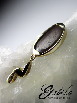 Black boulder opal gold pendant