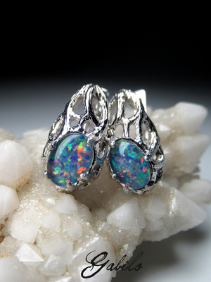 Triplet Opal silver earrings