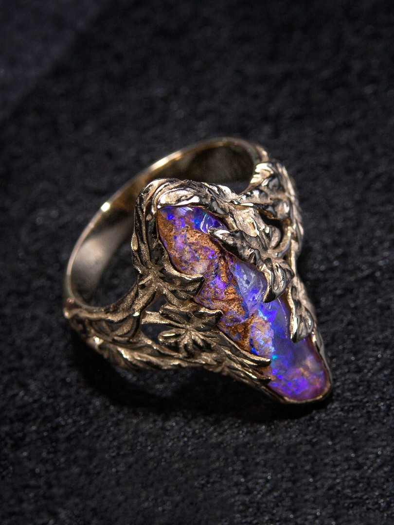 Opal diamond Ring Wedding Engagement Ring Set by Jamie Park Jewelry USA