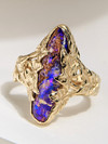 Crystal pipe opal gold ring