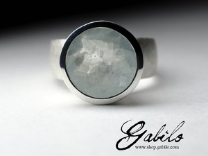 Men`s aquamarine silver ring