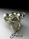 Large silver ring with pyrite
