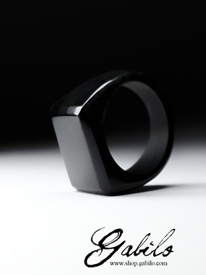 Men's Ring of Black Jade