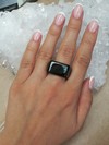 Men's Ring of Black Jade