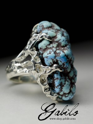 Large ring with turquoise Kazakhstan