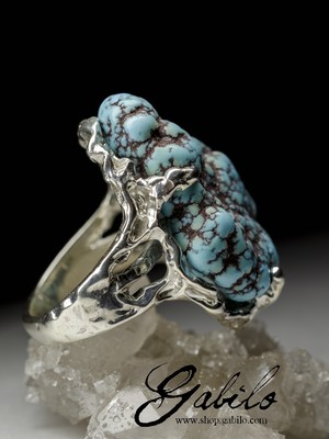 Large ring with turquoise Kazakhstan