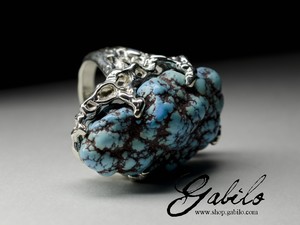 Large ring with turquoise Kazakhstan