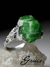 Silver Ring with Tsavorite Crystal Splice