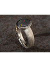 Men's dark opal silver ring