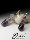 Earrings with polychrome fluorite