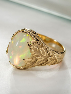 Ethiopian Opal gold Ivy ring