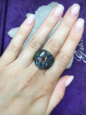 Ivy Boulder Opal silver and gold ring