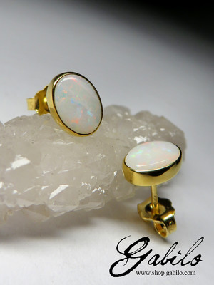 Opal Silver Stud Earrings