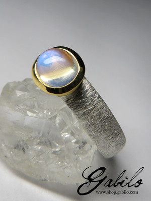 Adularia moonstone silver ring