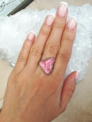 Ring with Rhodochrosite Triangle