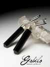 Silver earrings with black tourmaline