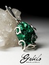 Silver pendant with plastique malachite