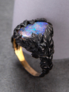 Blackened silver ring with Australian Opal