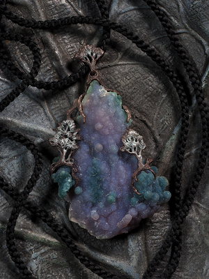 Enchanted Mountains - Chalcedony silver pendant