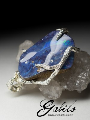 Boulder Opal Silver Pendant 