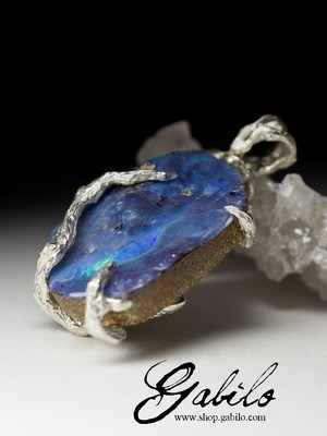 Boulder Opal Silver Pendant 
