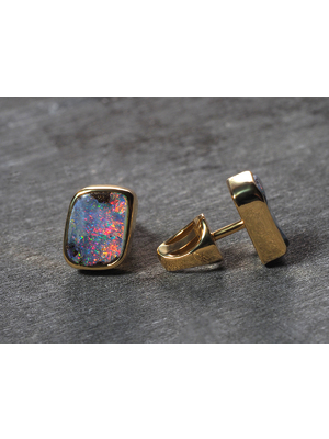 Boulder opal gold earrings