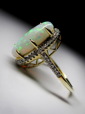 Opal and Diamonds Gold Ring