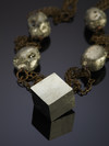 Necklace made of pyrite and marcasite on bronze chains
