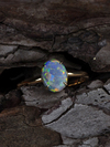Black Australian opal gold Impressionism ring