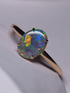Black Australian opal gold Impressionism ring
