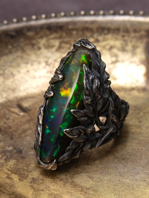 Ethiopian Opal silver ring Ivy