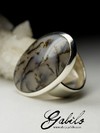 Silver ring with moss agate