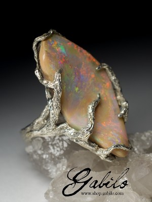 Silver ring with Australian opal