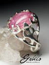 Rubellite with Cat's Eye Effect Silver Ring
